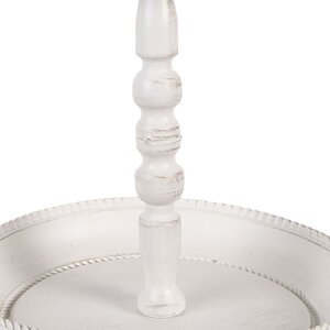 Clayre & Eef 6Y5738 Étagère en métal blanc Ø 27x41 cm look antique avec détail doiseau