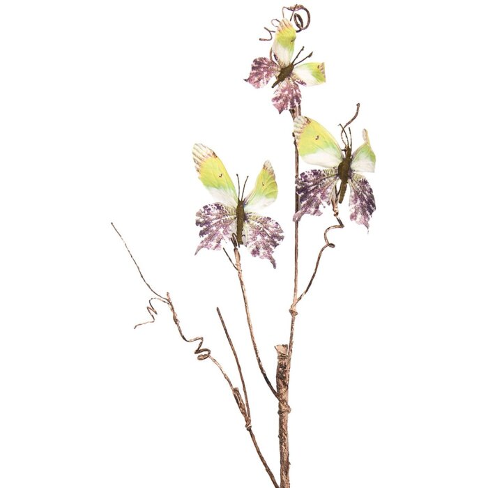 Clayre & Eef 50806 Décoration Branche avec papillons Vert 14x5x85 cm