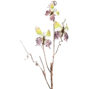 Clayre & Eef 50806 Décoration Branche avec papillons Vert 14x5x85 cm