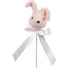 Support de Plantes en Forme de Lapin Style Paysan 7x7x33 cm Rose et Blanc