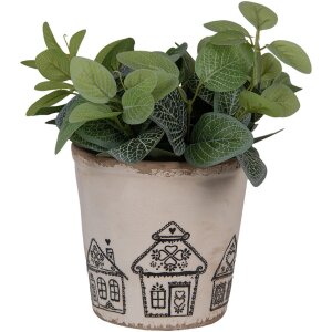 Clayre & Eef 6CE2123L Décoration Pot de fleurs Beige Noir Ø 17x16 cm