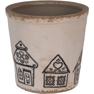 Clayre & Eef 6CE2123L Décoration Pot de fleurs Beige Noir Ø 17x16 cm