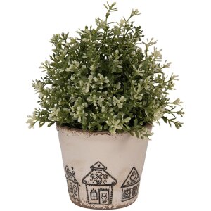 Clayre & Eef 6CE2123S Pot de fleurs en céramique style campagnard beige noir Ø 12x11 cm
