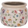 Clayre & Eef 6CECFL0001L Pot de fleurs en céramique Beige Floral Ø 20x15 cm style rustique
