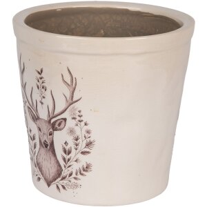 Clayre & Eef 6CEGTW0001L Décoration Pot de fleurs Beige Marron Ø 17x16 cm