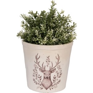 Clayre & Eef 6CEGTW0001L Décoration Pot de fleurs Beige Marron Ø 17x16 cm