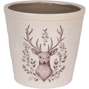 Clayre & Eef 6CEGTW0001XL Décoration Pot de fleurs Beige Marron Ø 21x20 cm