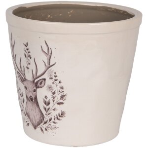 Clayre & Eef 6CEGTW0001XL Décoration Pot de fleurs Beige Marron Ø 21x20 cm