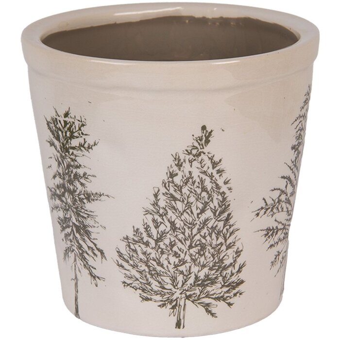 Clayre & Eef 6CETKG0001M Décoration Pot de fleurs Beige Vert Ø 18x16 cm