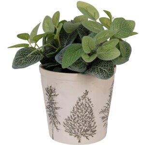 Clayre & Eef 6CETKG0001M Décoration Pot de fleurs Beige Vert Ø 18x16 cm