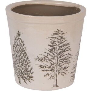 Clayre & Eef 6CETKG0001M Décoration Pot de fleurs Beige Vert Ø 18x16 cm