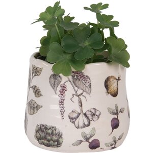Clayre & Eef 6CETKG0001XS Pot de fleurs en céramique beige Ø 11x10 cm style rustique