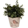 Clayre & Eef 6CEVGP0001S Pot de fleurs style campagnard motif oiseaux beige Ø12x11 cm