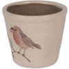 Clayre & Eef 6CEVGP0001S Pot de fleurs style campagnard motif oiseaux beige Ø12x11 cm