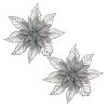Clayre & Eef Déco Noël Fleur Lot de 2 Argent Ø15cm Plastique