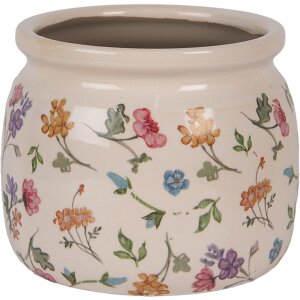 Clayre & Eef Pot floral Beige Ø16x13 cm Style Campagne Céramique