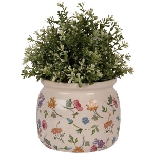 Clayre & Eef Pot floral Beige Ø16x13 cm Style Campagne Céramique