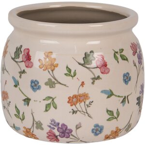 Clayre & Eef Pot floral Beige Ø16x13 cm Style Campagne Céramique