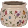 Clayre & Eef Pot de Fleurs Céramique Beige Floral Ø12x10 cm Style Campagne