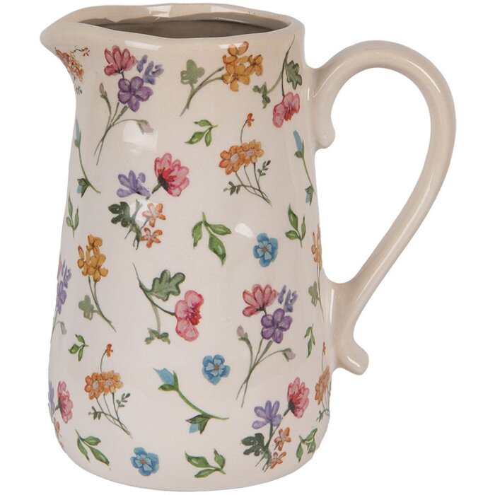 Clayre & Eef Vase Décorative Beige Floral 21x15x23 cm Céramique