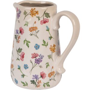 Clayre & Eef Vase Décorative Beige Floral 21x15x23 cm Céramique