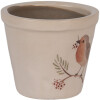 Clayre & Eef Pot à fleurs style champêtre Ø8x7cm Beige Brun Céramique Motif oiseau