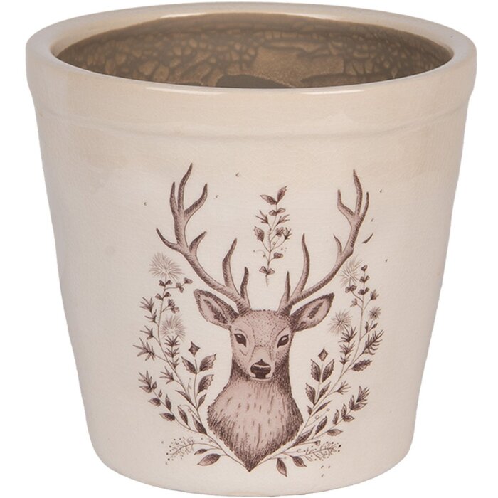 Clayre & Eef Pot de fleur décoratif motif cerf 15x14 cm