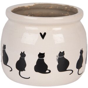 Clayre & Eef Pot de Fleurs Chat Beige Noir...