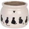 Clayre & Eef Pot de Fleurs Chat Beige Noir Ø12x10 cm Céramique Style Campagne