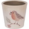 Clayre & Eef Pot à fleurs motif oiseau beige-brun Ø17x16cm style maison de campagne