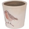 Clayre & Eef Pot à fleurs motif oiseau beige-brun Ø17x16cm style maison de campagne