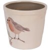 Clayre & Eef Pot de fleurs beige 15x14cm motif oiseau style champêtre céramique