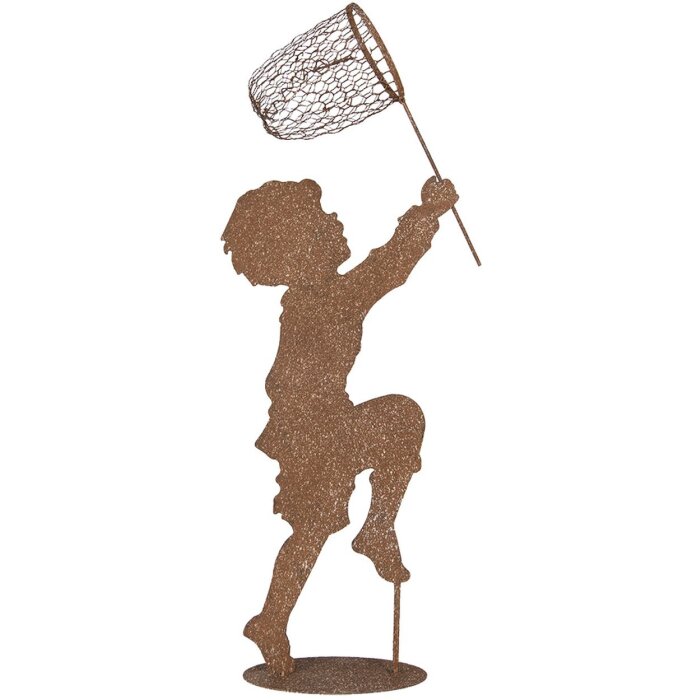 Clayre & Eef Statue enfant en métal aspect rouille 33x13x88 cm style champêtre