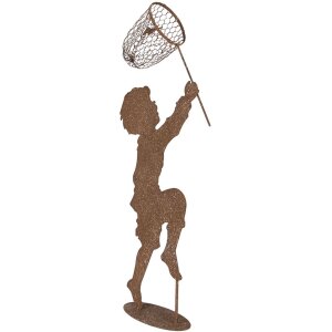 Clayre & Eef Statue enfant en métal aspect rouille 33x13x88 cm style champêtre