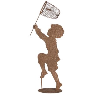 Clayre & Eef Statue enfant en métal aspect rouille 33x13x88 cm style champêtre