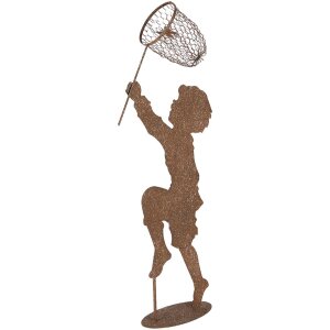 Clayre & Eef Statue enfant en métal aspect rouille 33x13x88 cm style champêtre