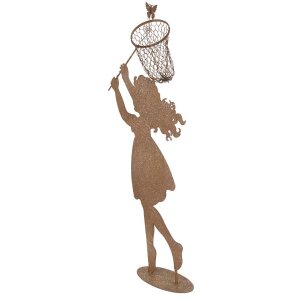 Clayre & Eef Figur enfant avec épuisette marron 39x13x87 cm