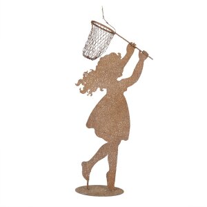 Clayre & Eef Figur enfant avec épuisette marron 39x13x87 cm