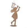 Clayre & Eef Figur enfant avec épuisette marron 39x13x87 cm