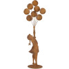 Clayre & Eef Figurine enfant avec ballons en métal effet rouille 80 cm