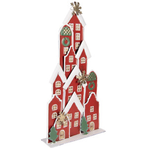 Clayre & Eef 5Y1379 Décoration de Noël Maison Rouge 28x8x56cm Métal Style Campagne