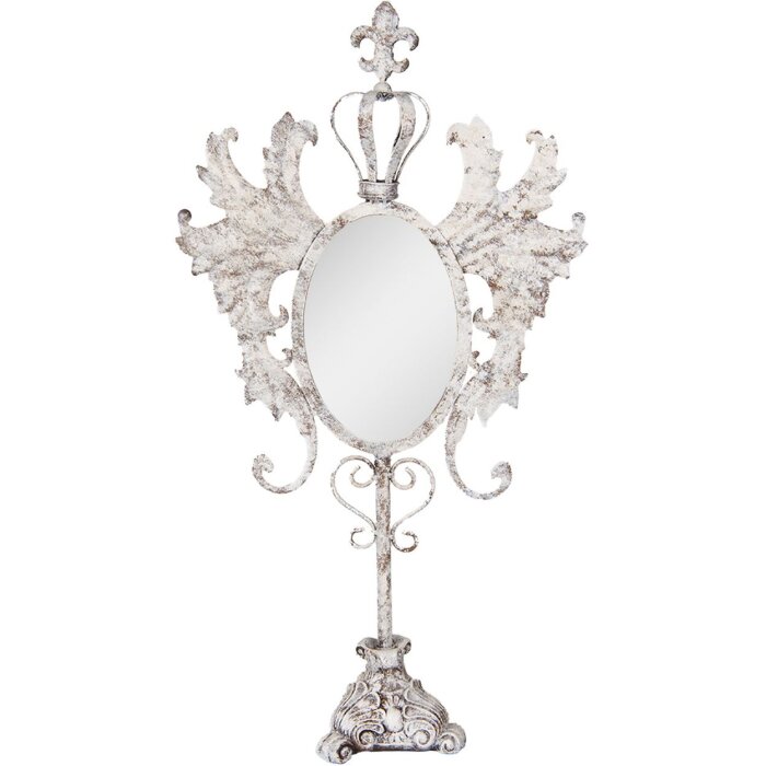 Clayre & Eef 62S331 Miroir de table baroque blanc antique 37x14x68 cm