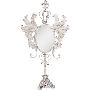 Clayre & Eef 62S331 Miroir de table baroque blanc...