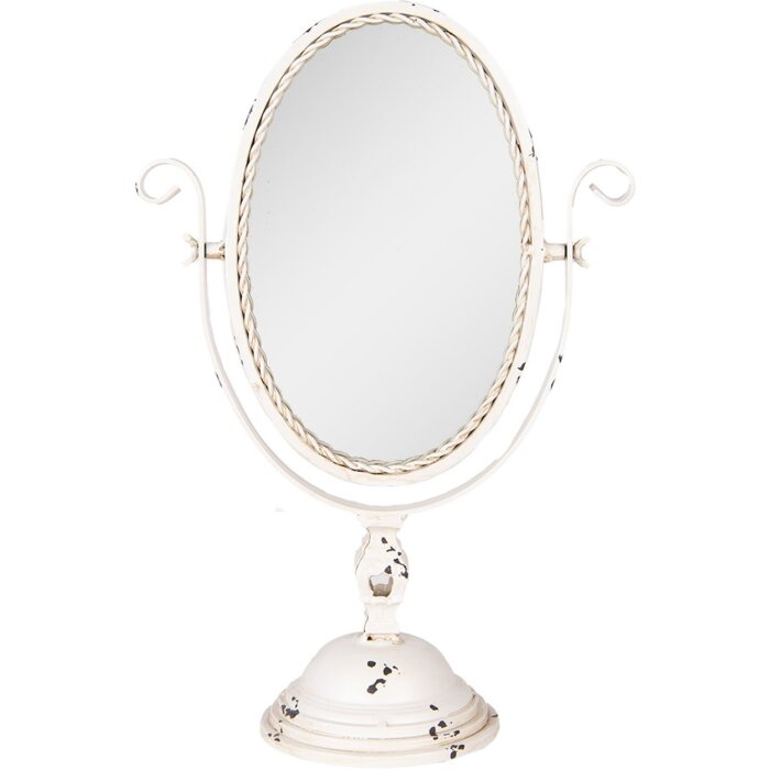 Clayre & Eef 62S330 Miroir de table Beige Brun 34x16x50 cm Oval Style Vintage