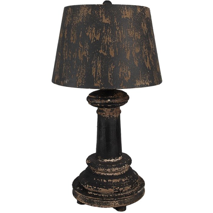 Clayre & Eef Lampe de table Ø35x64 cm Noir Brun Bois Fer E27 60W Vintage