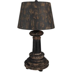 Clayre & Eef Lampe de table Ø35x64 cm Noir Brun Bois Fer E27 60W Vintage