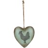 Clayre & Eef Suspension décorative Coeur Coq Vert Brun 23x7x23 cm Style champêtre