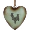 Clayre & Eef Décoration murale cœur motif coq vert vintage 14x5x14 cm