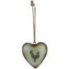 Clayre & Eef Décoration murale cœur motif coq vert vintage 14x5x14 cm