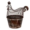 Clayre & Eef Décoration poulet en métal style champêtre marron gris 39x39x25 cm
